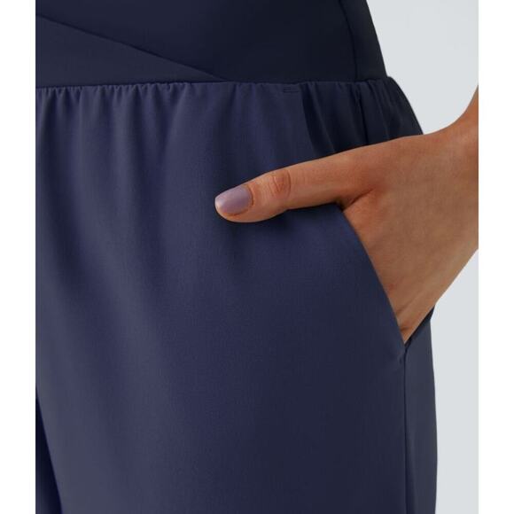 Halara Breezeful High Waisted Crossover Resort Pants Navy Blue Size Medium NEW - Picture 5 of 16